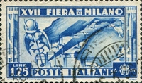 N°0377-1936-ITALIE-17E FOIRE DE MILAN-COMMERCE-1L25-BLEU