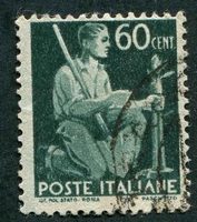 N°0486-1945-ITALIE-ARRACHAGE-60C-VERT FONCE