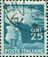 N°0483-1945-ITALIE-FLAMBEAU-25C-EMERAUDE
