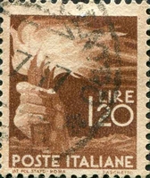 N°0489-1945-ITALIE-FLAMBEAU-1L20-BRUN ROUGE