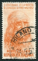 N°0624-1952-ITALIE-LEONARD DE VINCI-AUTOPORTRAIT-25L