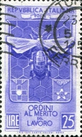 N°0646-1953-ITALIE-ORDRE MERITE DU TRAVAIL-25L-VIOLET