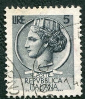 N°0648-1953-ITALIE-MONNAIE SYRACUSAINE-5L-GRIS