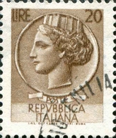 N°0651-1953-ITALIE-MONNAIE SYRACUSAINE-20L-BRUN