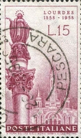N°0754-1958-ITALIE-100 ANS APPARITIONS DE LOURDES-15L