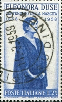 N°0775-1958-ITALIE-ELEONORA DUSE-25L-BLEU