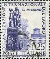 N°0798-1959-ITALIE-40E ANNIV ORGANIS TRAVAIL-25L-VIOLET