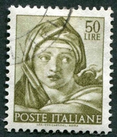 N°0834-1961-ITALIE-SIBYLLE DE DELPHES-50L-OLIVE
