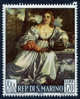 N°0675-1966-SAINT MARIN-TABLEAU LE TITIEN-AMOUR SACRE