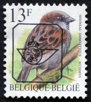 N°PRE837P-1994-BELGIQUE-OISEAU-MOINEAU DOMESTIQUE-13F