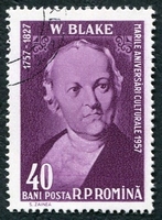 N°1575-1958-ROUMANIE-WILLAIM BLAKE-POETE-40B