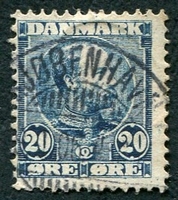 N°0044-1904-DANEMARK-ROI CHRISTIAN IX-20-BLEU FONCE