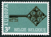 N°1452-1968-BELGIQUE-EUROPA-CLEF-3F
