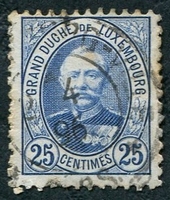 N°0062-1891-LUXEMBOURG-DUC ADOLPHE 1ER-25C-BLEU