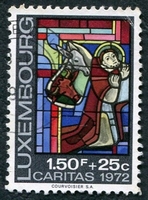 N°0804-1972-LUXEMBOURG-VITRAUX-ST JOSEPH-1F50+25C