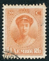 N°0125-1921-LUXEMBOURG-DUCHESSE CHARLOTTE-20C-ROUGE/ORANGE