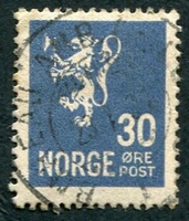 N°0118-1926-NORVEGE-LION-30-BLEU