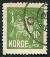 N°0147-1930-NORVEGE-SAINT OLAF-10-VERT JAUNE