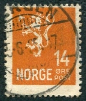 N°0112A-1926-NORVEGE-LION-14-ORANGE