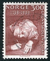 N°0979-1989-NORVEGE-FILLETEE ECRIVANT-3K