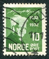 N°0155-1932-NORVEGE-POETE BJOERNSON-10-VERT JAUNE