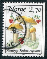 N°0925-1987-NORVEGE-CHAMPIGNONS-ROZITES CAPERATA-2K70