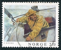 N°0931-1987-NORVEGE-TABLEAU-TEMPETE EN MER-C.KROGH-2K70