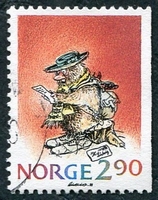 N°0965-1988-NORVEGE-LUDVIG LISANT DU COURRIER-2K90