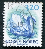 N°0997-1990-NORVEGE-OISEAU-CYGNE CYGNUS OLOR-3K20