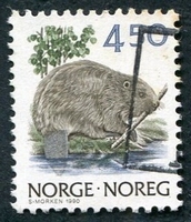 N°0998-1990-NORVEGE-RONGEUR CASTOR FIBER-4K50