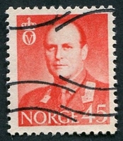 N°0383-1958-NORVEGE-ROI OLAV V-45-ROUGE CARMINE