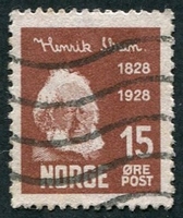 N°0129-1928-NORVEGE-HENRIK IBSEN-15-BRUN JAUNE