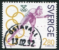 N°1684-1992-SUEDE-SPORT-JO-PATINAGE DE VITESSE-2K80