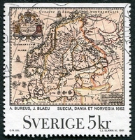 N°1638-1991-SUEDE-CARTE DE SUEDE/DANEMARK/NORVEGE-5K