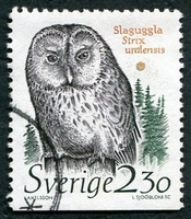 N°1503-1989-SUEDE-ANIMAUX-STRIX URALENSIS-2K30