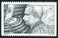 N°1426-1987-SUEDE-CELEBRITES-DAG HAMMARSKJOLD-3K10