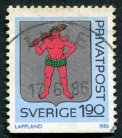 N°1371-1986-SUEDE-ARMOIRIES-LAPPLAND-1K90