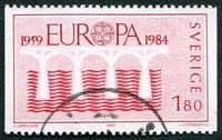 N°1252-1984-SUEDE-25 ANS CEPT-PONT COOP EUROPE-1K80