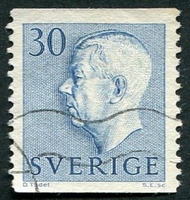 N°0422-1957-SUEDE-GUSTAVE VI ADOLPHE-30O-BLEU