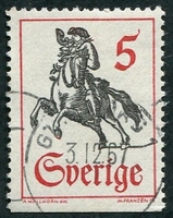 N°0574A-1967-SUEDE-MESSAGER A CHEVAL-5O