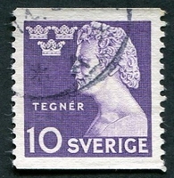 N°0324-1946-SUEDE-POETE ISAIAS TEGNER-10O-VIOLET