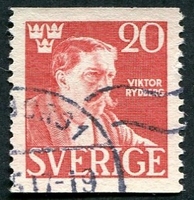 N°0315-1945-SUEDE-POETE VIKTOR RYDBERG-20O-ROUGE