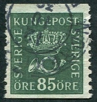 N°0219-1929-SUEDE-EMBLEME DE LA POSTE-85O-VERT FONCE