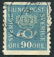 N°0201-1925-SUEDE-EMBLEME DE LA POSTE-90O-BLEU