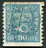 N°0201-1925-SUEDE-EMBLEME DE LA POSTE-90O-BLEU