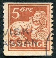 N°0124-1920-SUEDE-LION DES VASA-5O-BRUN ORANGE