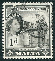 N°0241-1956-MALTE-EGLISE DE LA VICTOIRE-1P-NOIR