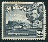 N°0182-1938-MALTE-CITADELLE DE VICTORIA-2P-GRIS NOIR