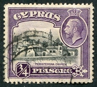 N°0118-1934-CHYPRE-EGLISE DE PERISTERONA-3/4PI-VIOLET NOIR