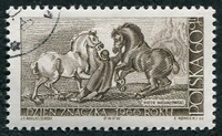 N°1564-1966-POLOGNE-TABLEAU-LES PERCHERONS-60GR